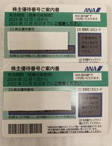 ANA　株主優待券　２枚１セット　有効期限２０２５年１１月３０日まで有効。