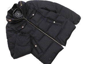 MEN’S BIGI メンズビギ ウール混 ストライプ ダウン ジャケット sizeL/紺 ◆■ ☆ ekb1 メンズ