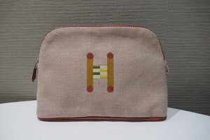 【新品】 エルメス HERMES ボリード ポーチ クレイジーH MM キャンバス オレンジ 小物入れ BRB・バッグ・財布