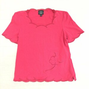 LAURA ASHLEY ローラアシュレイ レース装飾 ストレッチ カットソー L ピンク系 Tシャツ 半袖 国内正規品 レディース 女性用