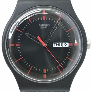 新品 Swatch スウォッチ GAET 腕時計 SO29B710-S14 クオーツ アナログ ラウンド コレクション ブラック レッド ケース付 電池交換済 動作OK