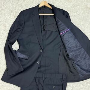 【極美品 XLサイズ!!!】 現行タグ Paul Smith ポールスミス セットアップ スーツ ジャケット SOHO FIT ネイビー 裏地水玉 L2