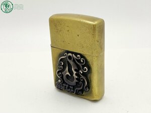 2405605149　△ 1円～！ ZIPPO ジッポー ライター Bill Wall Leather ビルウォールレザー ゴールド 2002年製 着火未確認 中古 ジャンク