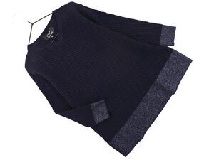 COUP DE CHANCE クードシャンス ラメ切替 ニット セーター size34/濃紺 ◇■ ☆ eja9 レディース