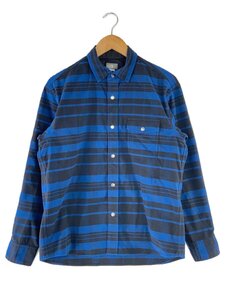 THE NORTH FACE◆L/S STRETCH FLANNEL SHIRT/S/ポリエステル/BLU/ボーダー//