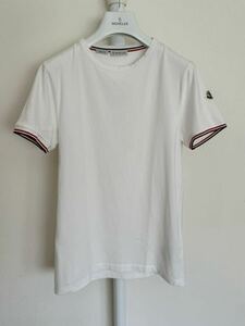 美品 MONCLER モンクレール 半袖 Tシャツ S ホワイト 確実正規品 ストレッチ素材