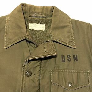 美品 60s US NAVY A-2 DECK JACKET 最初期型 三角フラップ 1962年(Mサイズ38-40)米軍実物 ビンテージ デッキジャケット USNステンシル