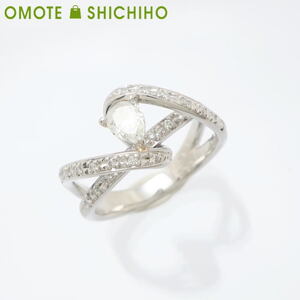 【セール!】 PT900 ペアシェイプ ダイヤモンド リング 11号 D:0.31ct 0.14ct プラチナ #11 指輪 レディース 美品◆中古品(新品仕上済)