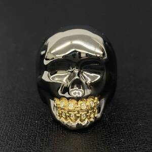 ★新品★ Justin Davis ジャスティンデイビス SRJ921 FUNPLEX SKULL RING シルバー ブラック コーティング ダイヤ スカル リング 指輪 19号