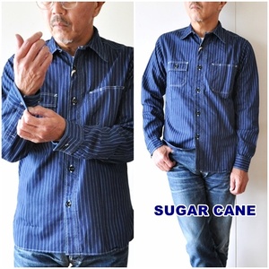 SUGARCANE シュガーケーン　ウォバッシュワークシャツ　25551 メンズ　ウォバッシュストライプ柄シャツ　 サイズM