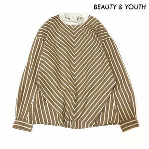 【送料無料】BEAUTY & YOUTH★コットンストライプ クレリックプルオーバー ユナイテッドアローズ