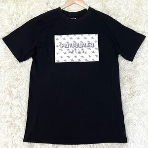 美品/XXLサイズ●1PIU1UGUALE3 RELAX 半袖 Tシャツ ウノピゥウノウグァーレトレ 刺繍ロゴ ビッグロゴ 黒 ブラック メンズ コットン 3L