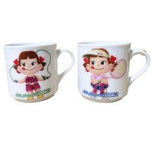 ペコちゃん【FUJIYA】マグカップ 不二家 テニス なわとび 2客セット Peko 陶器