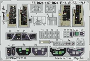 エデュアルド(FE1024) 1/48 F-16I SUFA用内装エッチングパーツ(ハセガワ用)