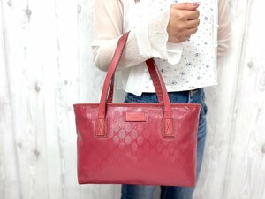 極美品 GUCCI グッチ GGインプリメ トートバッグ ショルダーバッグ バッグ レザー 赤 76275