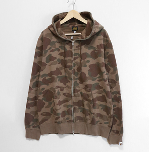 A BATHING APE ◆ 猿迷彩 パーカー XLサイズ ブラウン (下げ札付) カモフラ スウェット ジップアップ アベイシングエイプ ◆WX3