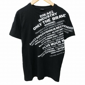 ディーゼル DIESEL 美品 Tシャツ カットソー プリント コットン 半袖 黒 ブラック S 0819 メンズ