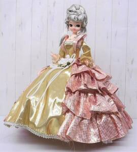 昭和レトロ 当時物＊レトロポーズ人形＊HEKINAN DOLL＊ヘキナンドール＊ゴールド・ピンク系ドレス＊シルバー系巻き髪＊60cm＊アンティーク