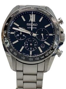 SEIKO◆自動巻腕時計/アナログ/ステンレス/BLK/SLV/SS/8R28-00R0/ベゼル傷有/バック