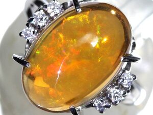 VR14408SS【1円～】新品【RK宝石】≪opal≫ 神秘の宝石!! 極上ファイアオパール 大粒4.37ct!! 極上ダイヤモンド Pt850 高級リング ダイヤ