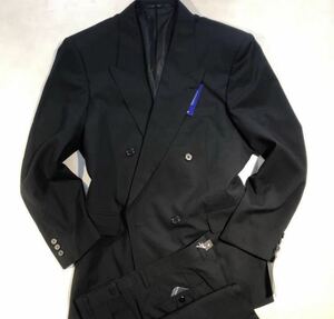 新品 【サイズBB5★激的に軽い礼服】4Bダブルスーツ 黒フォーマル 背抜き ノーベンツ 2タック ウール 超軽量ソフトスーツ ウール 冠婚葬祭