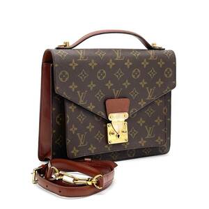 1円 美品 LOUIS VUITTON ルイヴィトン モノグラム モンソー 2way ハンドバッグ ショルダー ゴールド金具 M51185