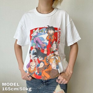 ドラゴンボールZ プリントTシャツ アニメT マンガ 白 赤 M 10058