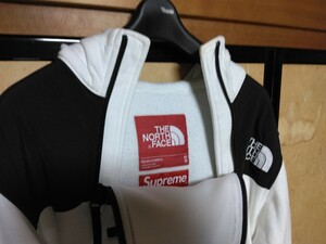 Supreme シュプリーム ノースフェイス THE NORTH FACE 長袖ジップアップパーカー フリース M 白黒 限定コラボモデル 中古古着 20AW 21AW 22