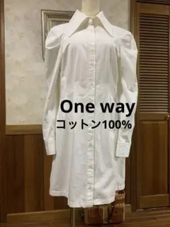 One wayウエストタックパフスリーブシャツワンピース