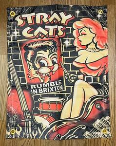 STRAY CATS ストレイキャッツ バナー バンド ロック ロカベリー HOTROD ハーレー アメリカン雑貨 古着 ガレージ バイク タトゥー BA112