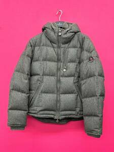 B548-K50-595 MONCLER ダウンコート ショート丈 サイズ2 グレー 灰色 フード付き アウター アパレル 着丈約71cm/肩幅約47cm/袖丈約69cm