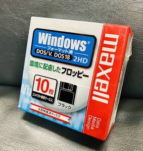 R6885A-LP+【未開封/未使用】旧PC/ビンテージ マクセル maxell 2HD 3.5インチフロッピーディスク 10枚 黒 デットストック Windows DOS/V用