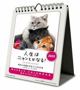 トライエックス 人生はニャンとかなる！ 卓上/壁掛 2025年カレンダー CL-384 18×14cm