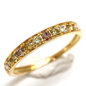 1円〜!!美品!!カラーダイヤモンド!!▼K18 天然ダイヤモンドハーフエタニティリング▼D 約1.1g 11号 diamond ring 指輪 EA3/EA3 S1012