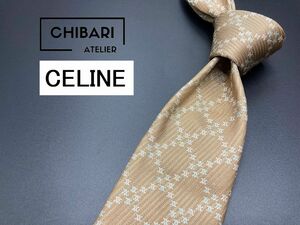 【超美品】CELINE　セリーヌ　全面ロゴ柄　ネクタイ　3本以上送料無料　ブラウン　0605010