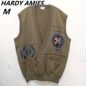 HARDY AMIES　ウール　ベスト　日本製　メンズ　ハーディエイミス　メンズM　緑　中厚手　230212-01