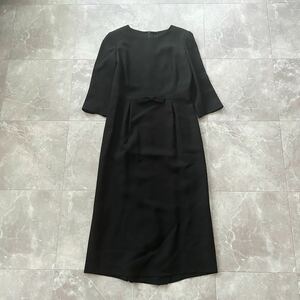 LANVIN NOIR 東京ソワール ブラックフォーマル 冠婚葬祭 36 現行 ワンピース 黒 七分袖 喪服