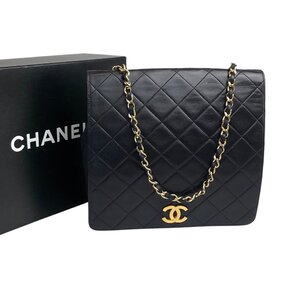 1円～ シャネル CHANEL バッグ ショルダーバック チェーンショルダー マトラッセ ブラック ゴールド金具 付属品付き 中古