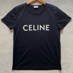 【極美品・現行タグ】 CELINE セリーヌ 半袖 Tシャツ ロゴ トップス カットソー ブラック 黒 コットン レディース Sサイズ