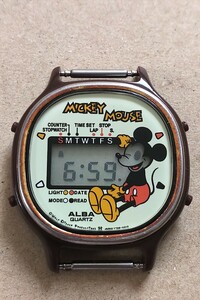 セイコー SEIKO ALBA Y728-4000 ミッキーマウス デジタル 電池交換済み MICKEY MOUSE 80年代 ヘッドのみ 当時物 TDL TDR ディズニーランド