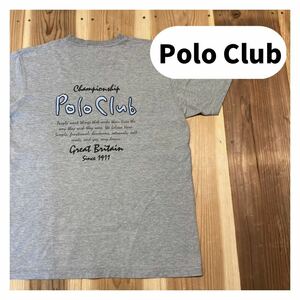 Polo Club ポロクラブ Tシャツ ティーシャツ 半袖 刺繍ロゴ バックプリント ビッグロゴ グレー サイズL 玉mc1337 