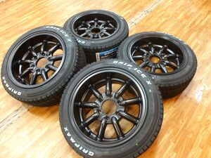 O 送料無料 極太 深リム ファブレス BARONE MC-9 17 6H139.7 8.5J+19 ホワイトレター 205/55R17 200系 ハイエース オーバーフェンダー