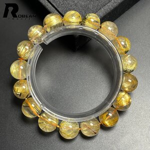 逸品 EU製 定価12万円★ROBEAN・太陽花タイチンルチル★黄金針水晶 金運 開運 ゴールド ブレスレット パワーストーン 11.9-12.7mm M1118476