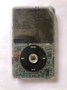 iPod classic 30GB→新品SSD128GB&新品バッテリー交換済　高音質5.5世代　フロントマスク&ホームボタンスケルトン