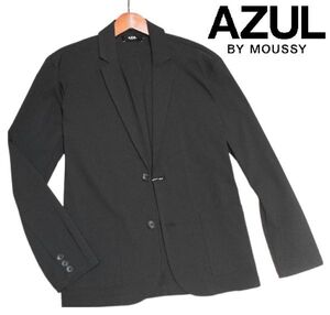 新品!! アズールバイマウジー 2B 微光沢 テーラードジャケット ブラック (M) 送料安 ☆ AZUL BY MOUSSY メンズ 高密度ハイストレッチ 薄手