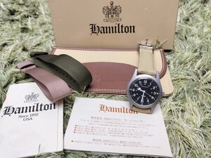 【OH済】１円 Hamilton Khaki 9415A ブラック文字盤　手巻き時計　ボーイズ　ミリタリーウォッチ