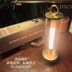 超高品質 ゴールド キャンプ ランタン 充電式LEDランプ アルミ製亜鉛メッキ 2000mAh アウトドア　野外登山 70x230mm