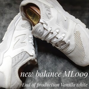 最値!良品!定8690円!隠れた名作!希少生産終了!バニラホワイト!ニューバランス(new balance) ML009高級厚底 スニーカー!白灰色 26cm