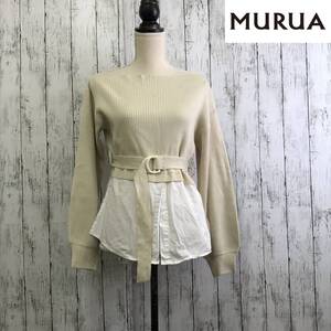 MURUA　ムルーア　シャツドッキングニット　上ニット　下シャツ　異生地　S8-477　USED