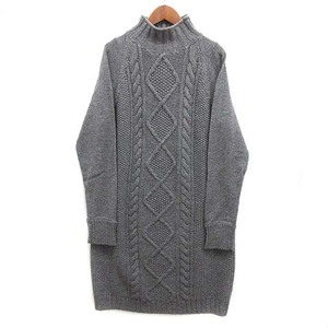 セオリー Theory ウール カシミヤ ケーブルニット モックネック ワンピース 長袖 CHARMANT MOCK NECK CABLE DR グレー S 8305760